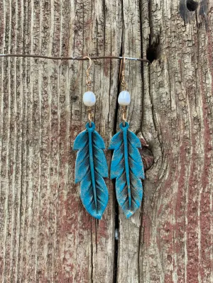 14089 Leather Feather Earrings