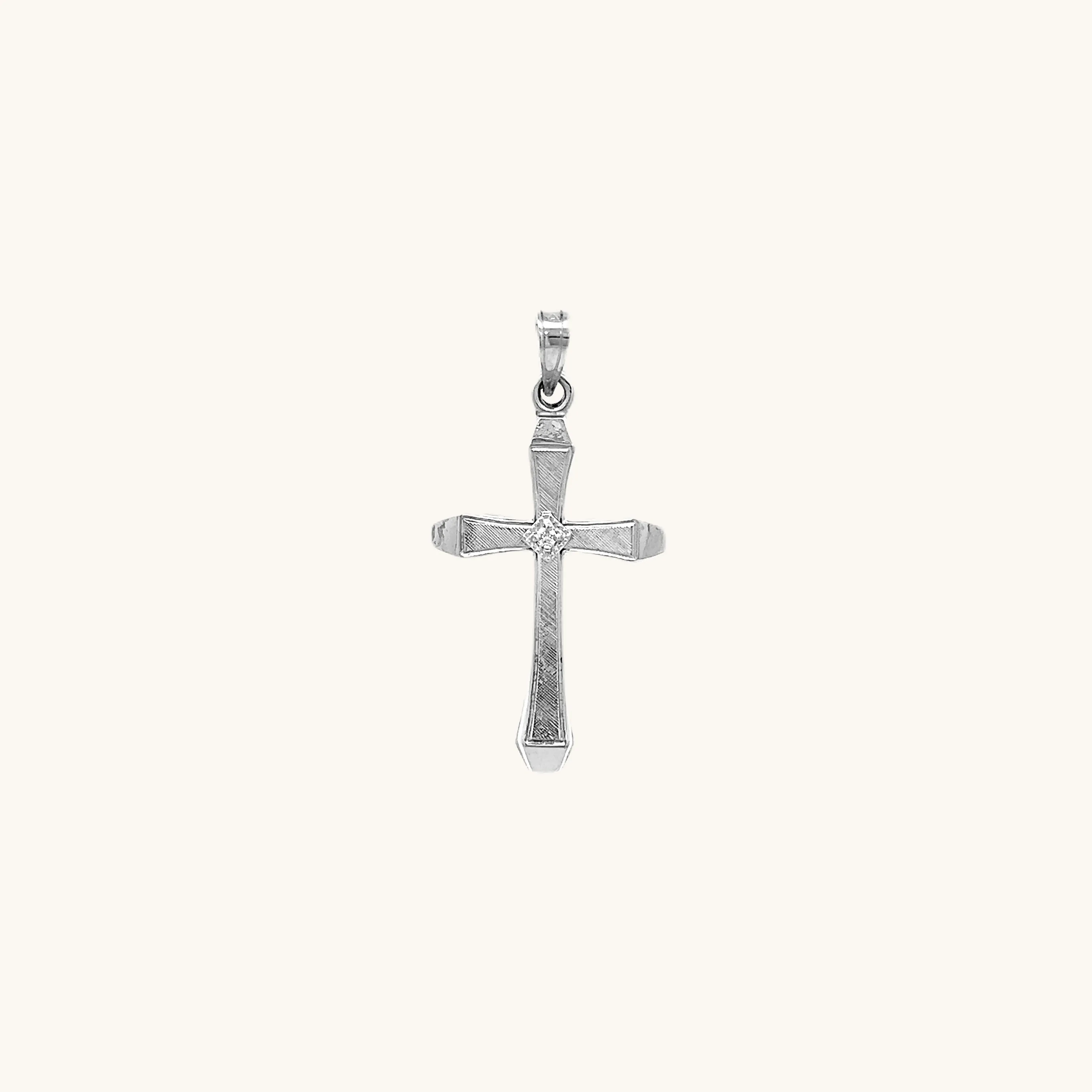 14K GOLD XS TEXTURED DIAMOND CROSS PENDANT