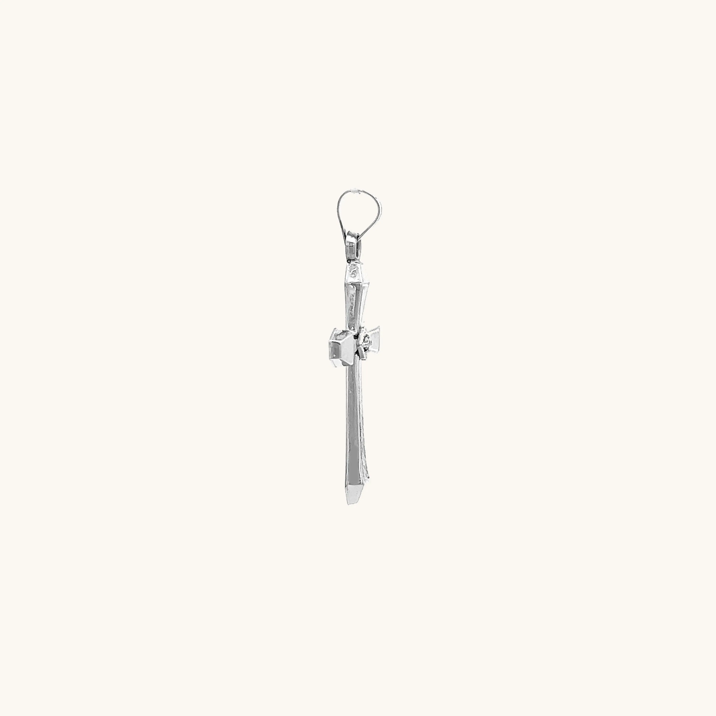 14K GOLD XS TEXTURED DIAMOND CROSS PENDANT