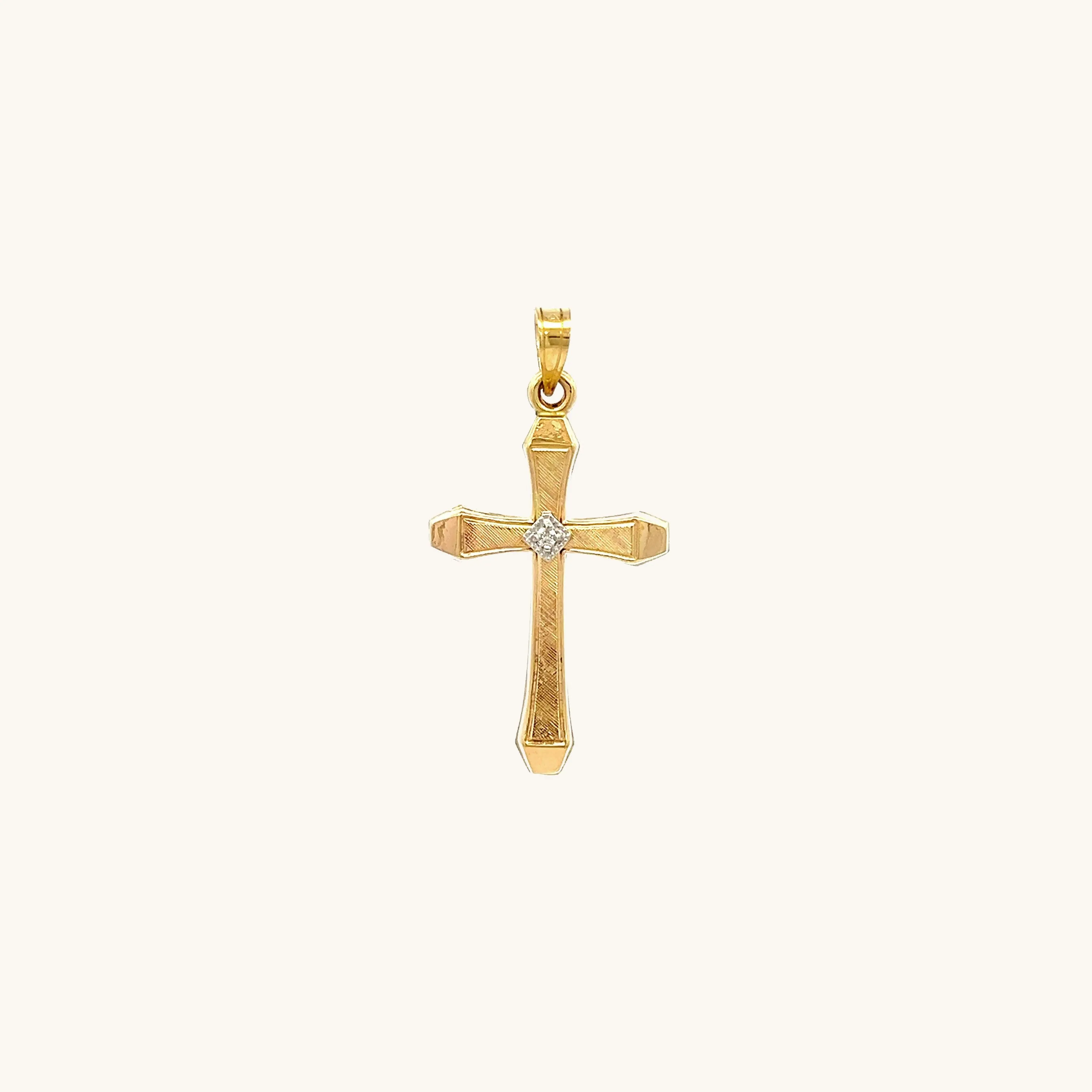 14K GOLD XS TEXTURED DIAMOND CROSS PENDANT