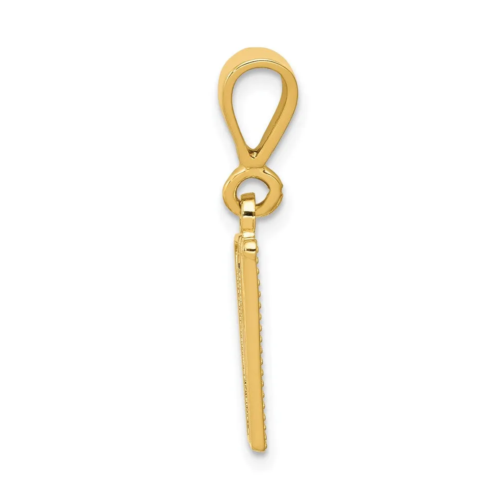 14k Yellow Gold Textured Initial W Charm