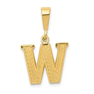 14k Yellow Gold Textured Initial W Charm