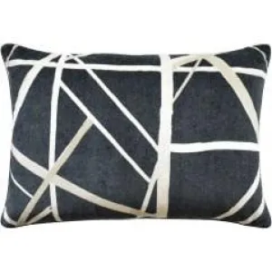 14X20 CHANNELS VELVET EBONY/ALMOND PILLOW
