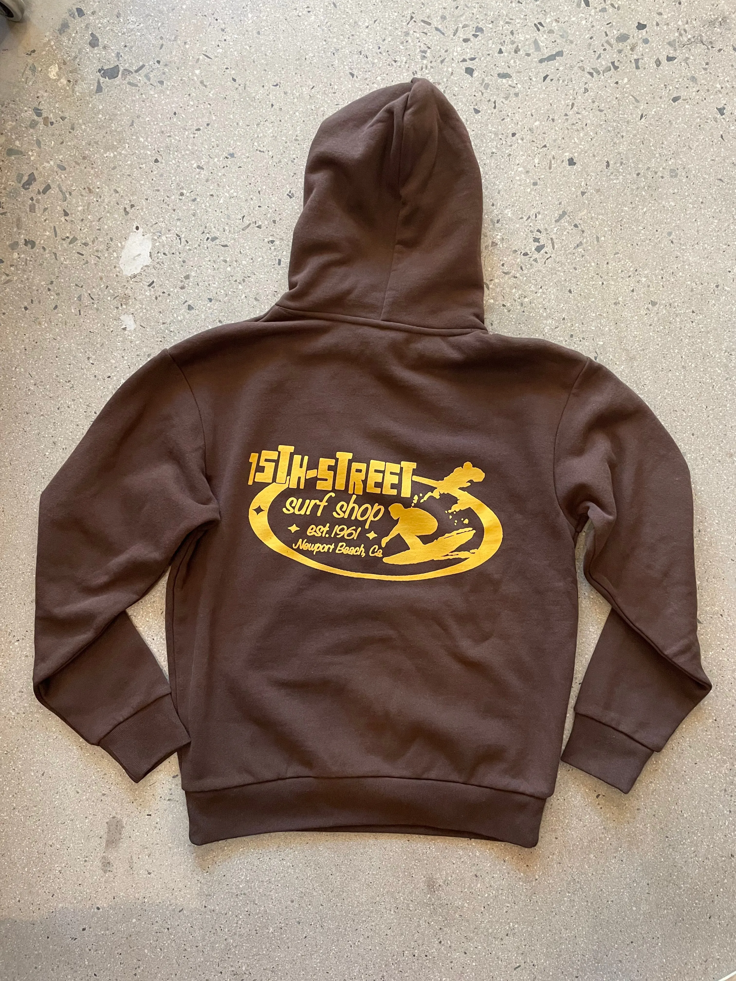 15th St Men's SINCE '61 Hooded Pullover Fleece  BROWN CHOCOLATE