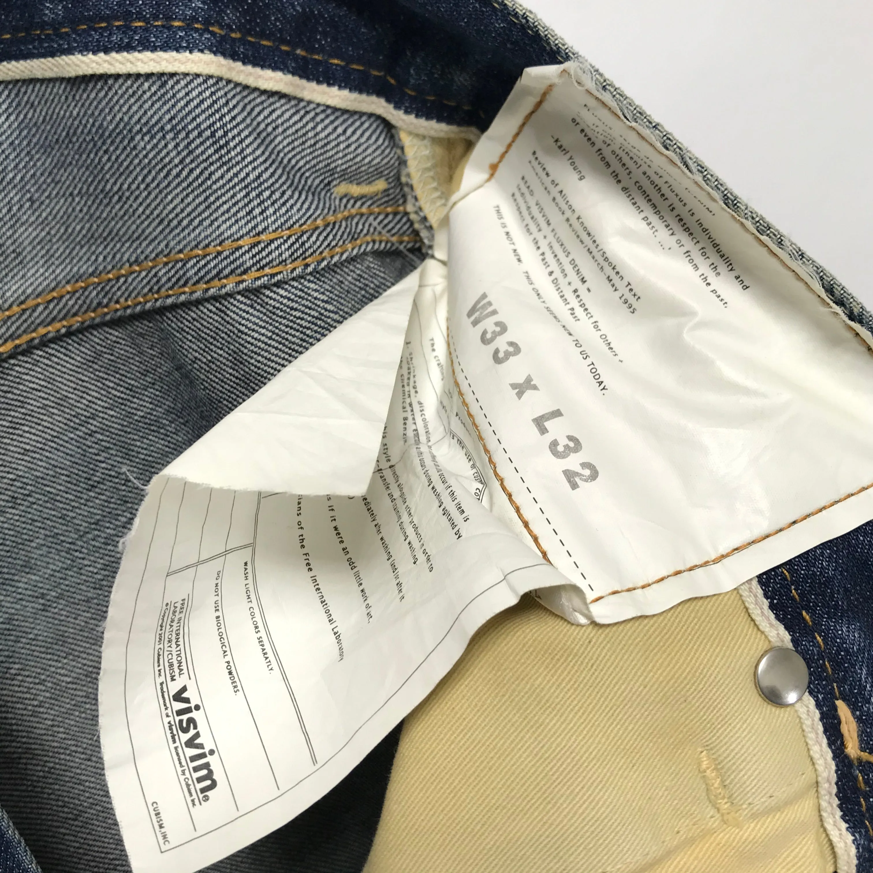 [33 x 32] VISVIM Social Sculpture Damaged Selvedge Denim Jeans Indigo