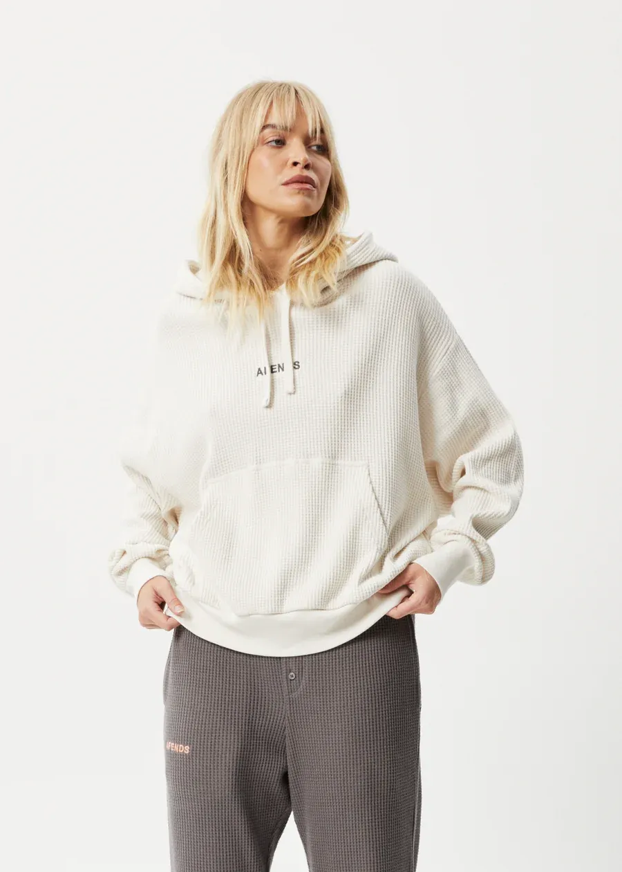 Afends Waffle Pull On Hoodie - Off White
