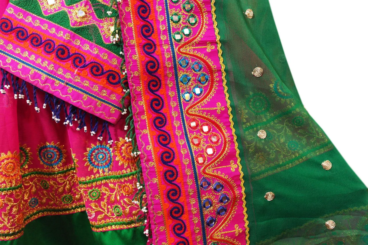 Afghan Clothing In Pink Green Color Afghani Dress Muslimah Fashion