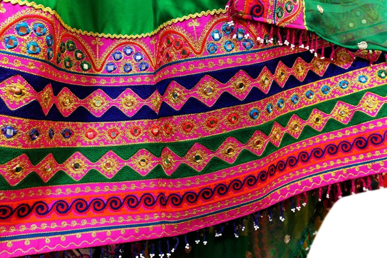 Afghan Clothing In Pink Green Color Afghani Dress Muslimah Fashion