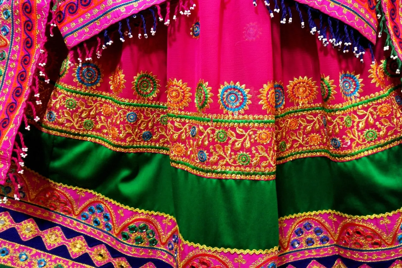 Afghan Clothing In Pink Green Color Afghani Dress Muslimah Fashion