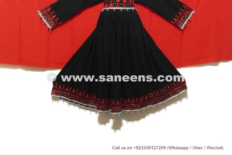 Afghan Dress In Black Red Color