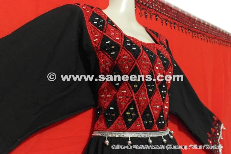 Afghan Dress In Black Red Color