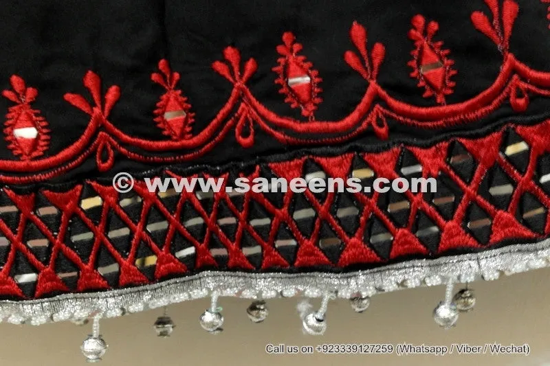 Afghan Dress In Black Red Color