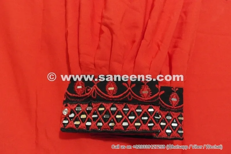 Afghan Dress In Black Red Color