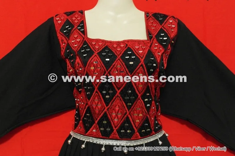 Afghan Dress In Black Red Color