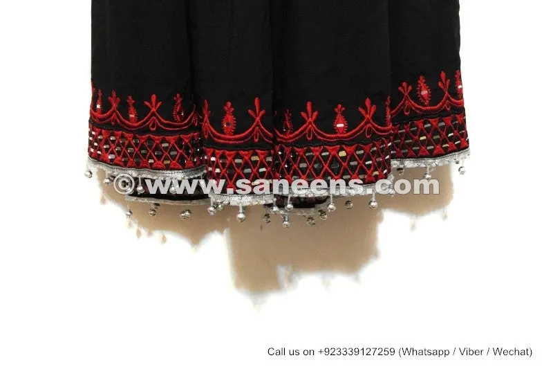 Afghan Dress In Black Red Color