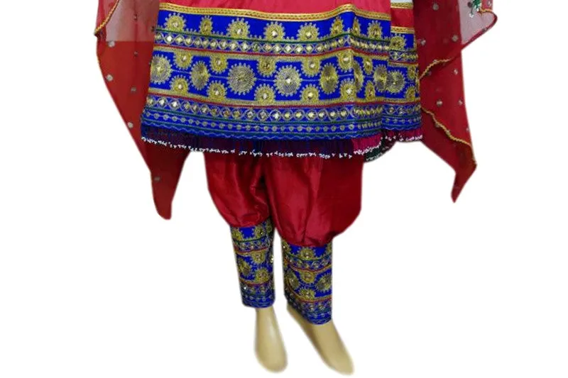 Afghan White Dress With Burgundy Pant And Veil