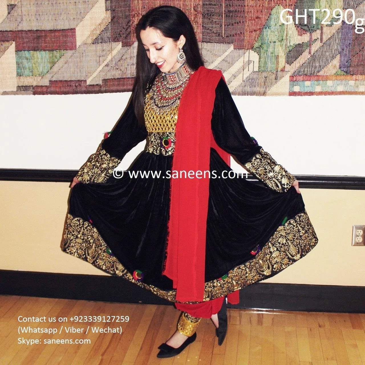 Afghani Dress Muslim Wedding Gown In Black Velvet Afghan Fashion