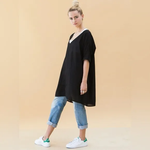 ALI GOLDEN White Pima Cotton Kimono Tunic Dress Coverup