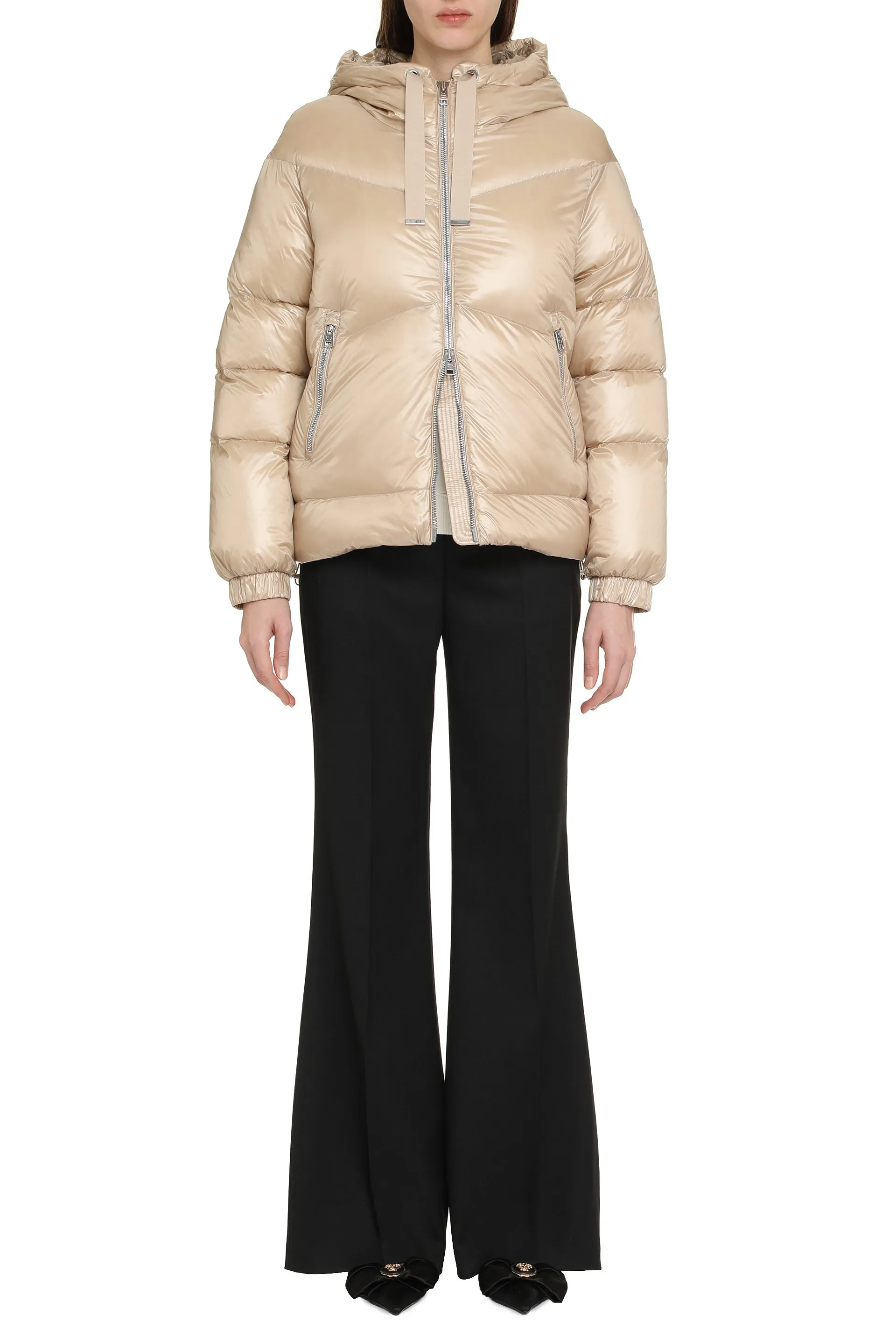 Aliquippa hooded nylon down jacket