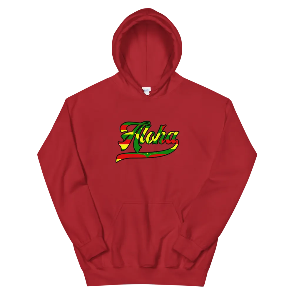 Aloha Script ~ Flag with Black Border *ADULT HOODIE*
