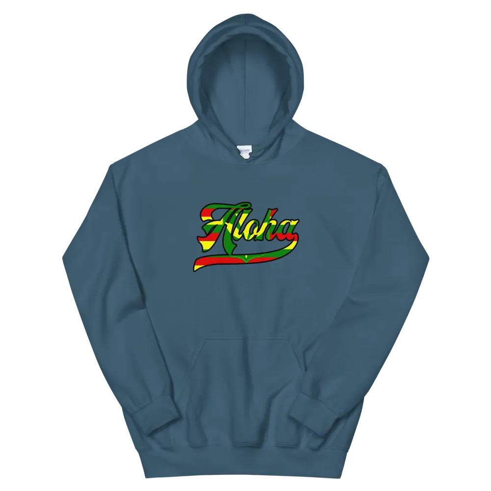 Aloha Script ~ Flag with Black Border *ADULT HOODIE*
