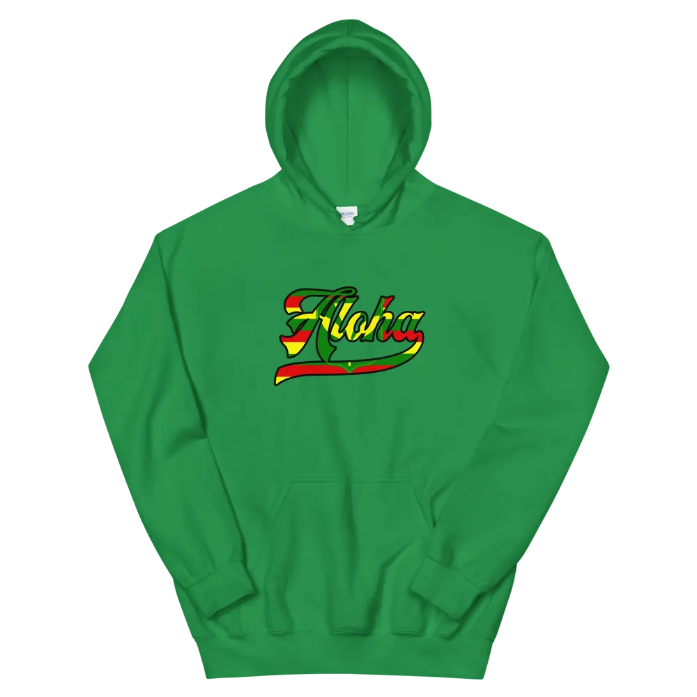 Aloha Script ~ Flag with Black Border *ADULT HOODIE*