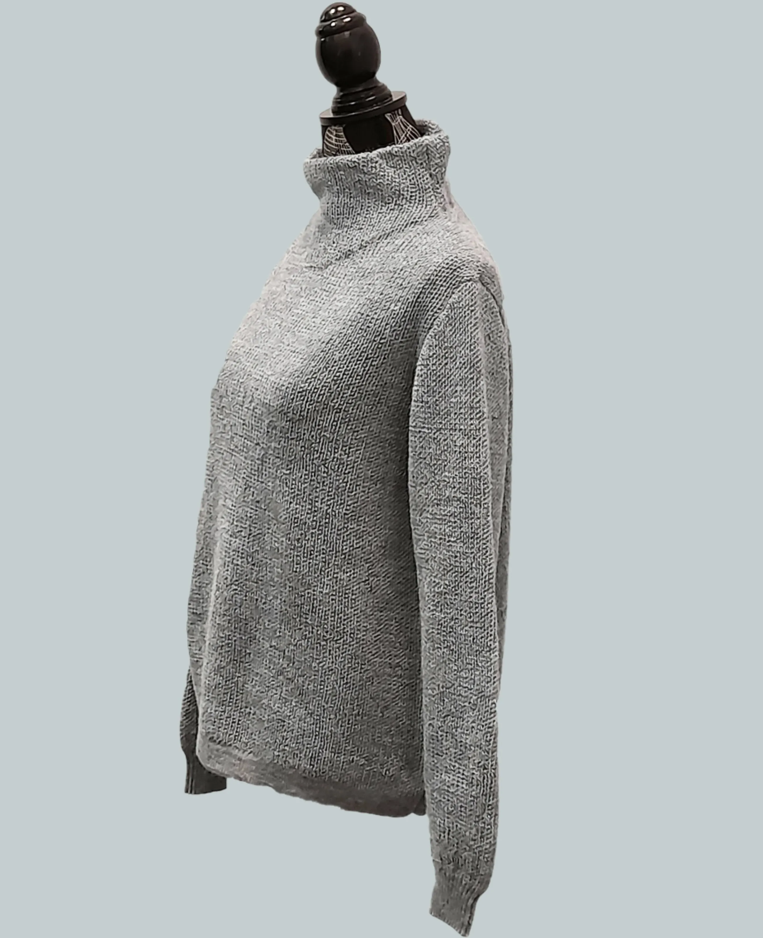 Alpaca Women’s High Neck Jacquard Knit Sky Blue