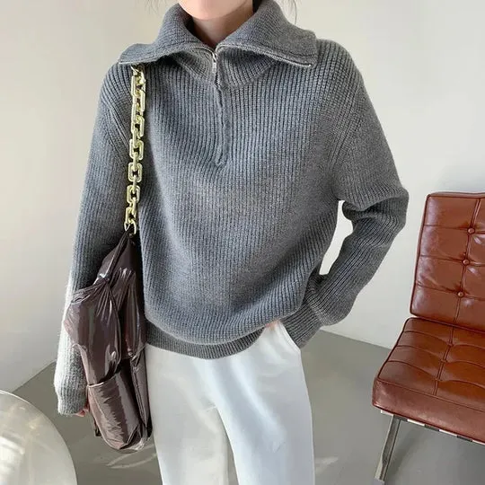 Amelina - warm zipper turtleneck sweater