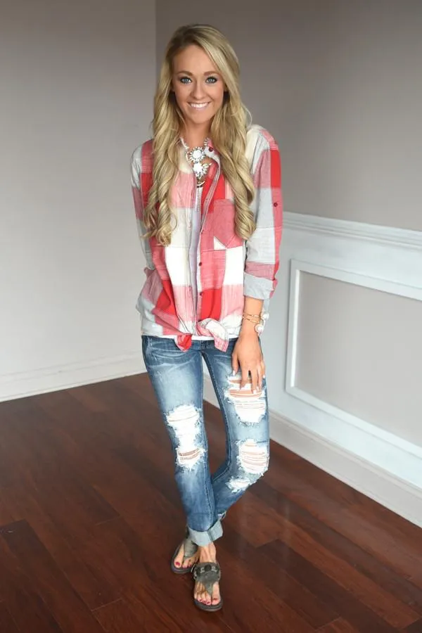 American Beauty Flannel ~ Red