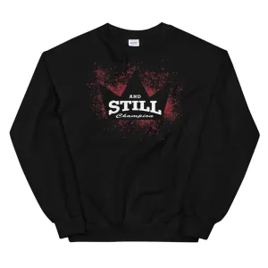And Still Champion in crown men's sweatshirt with ASC logo on back label