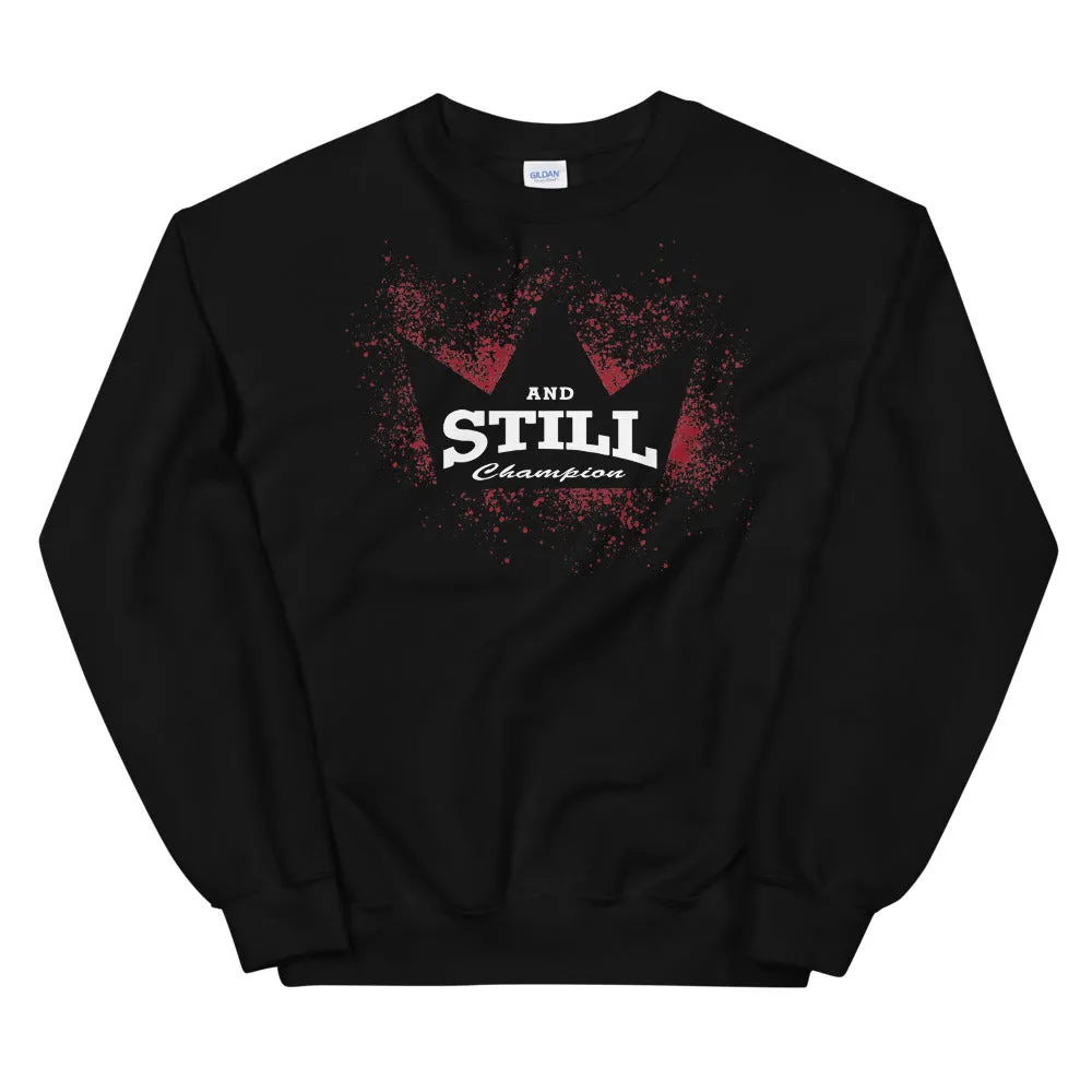 And Still Champion in crown men's sweatshirt with ASC logo on back label
