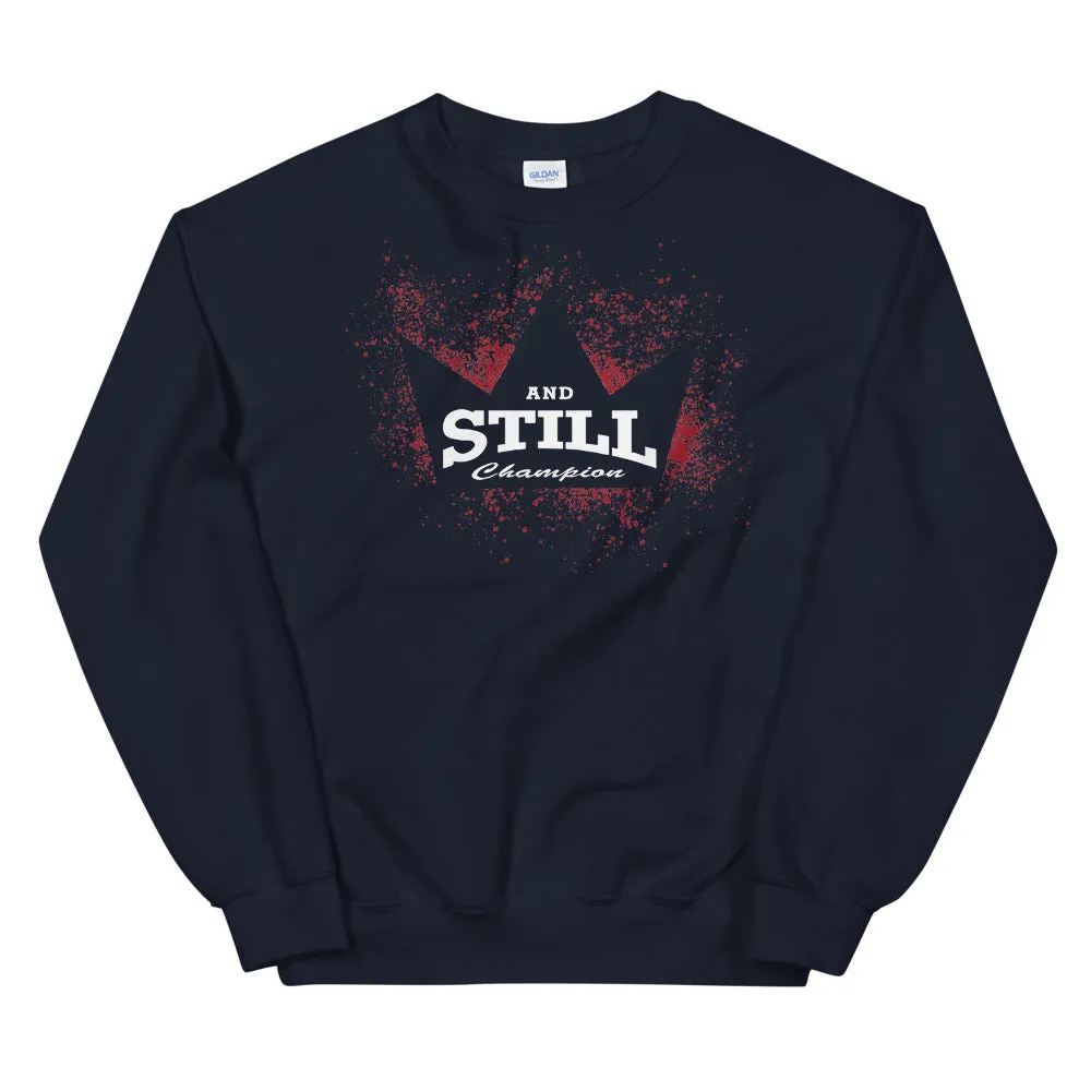 And Still Champion in crown men's sweatshirt with ASC logo on back label