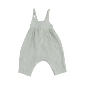 Angel Dear || Solid Muslin Desert Green Tie Back Romper