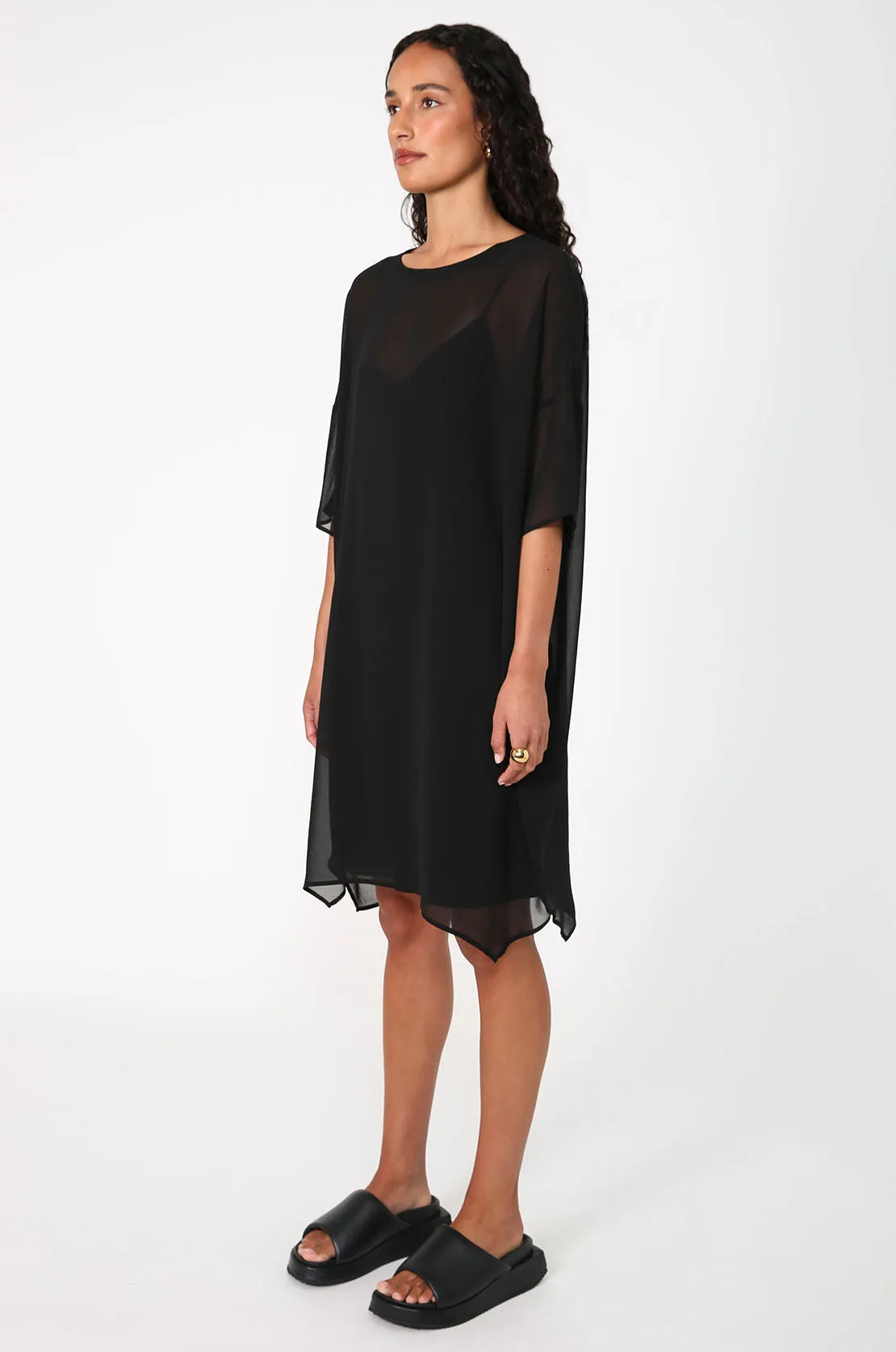 angle tee dress / black