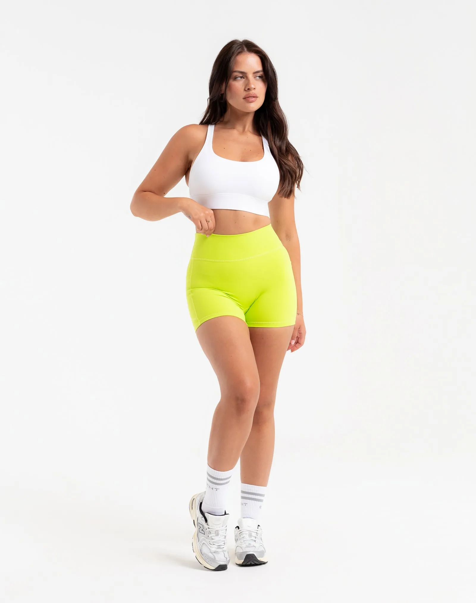 Ascend Pocket Shorts 4" - Lime Green