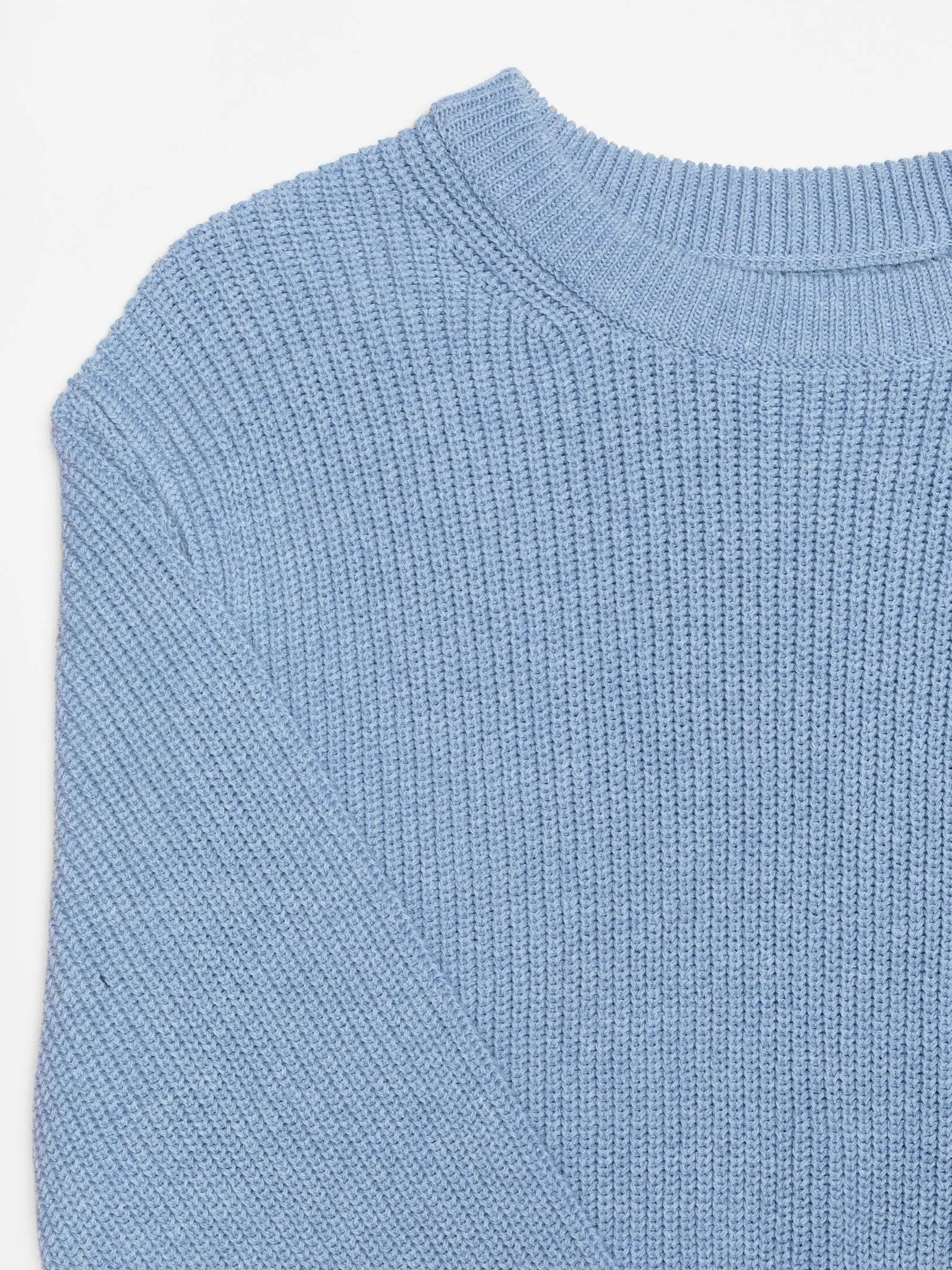 august rib cotton sweater in light blue melange