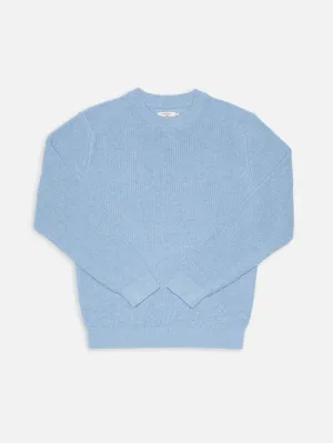 august rib cotton sweater in light blue melange
