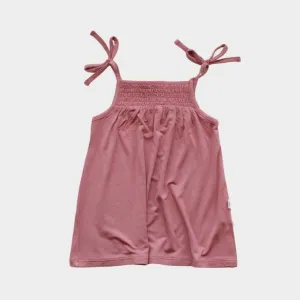 Babysprouts Smocked Summer Dress in Dark Rose