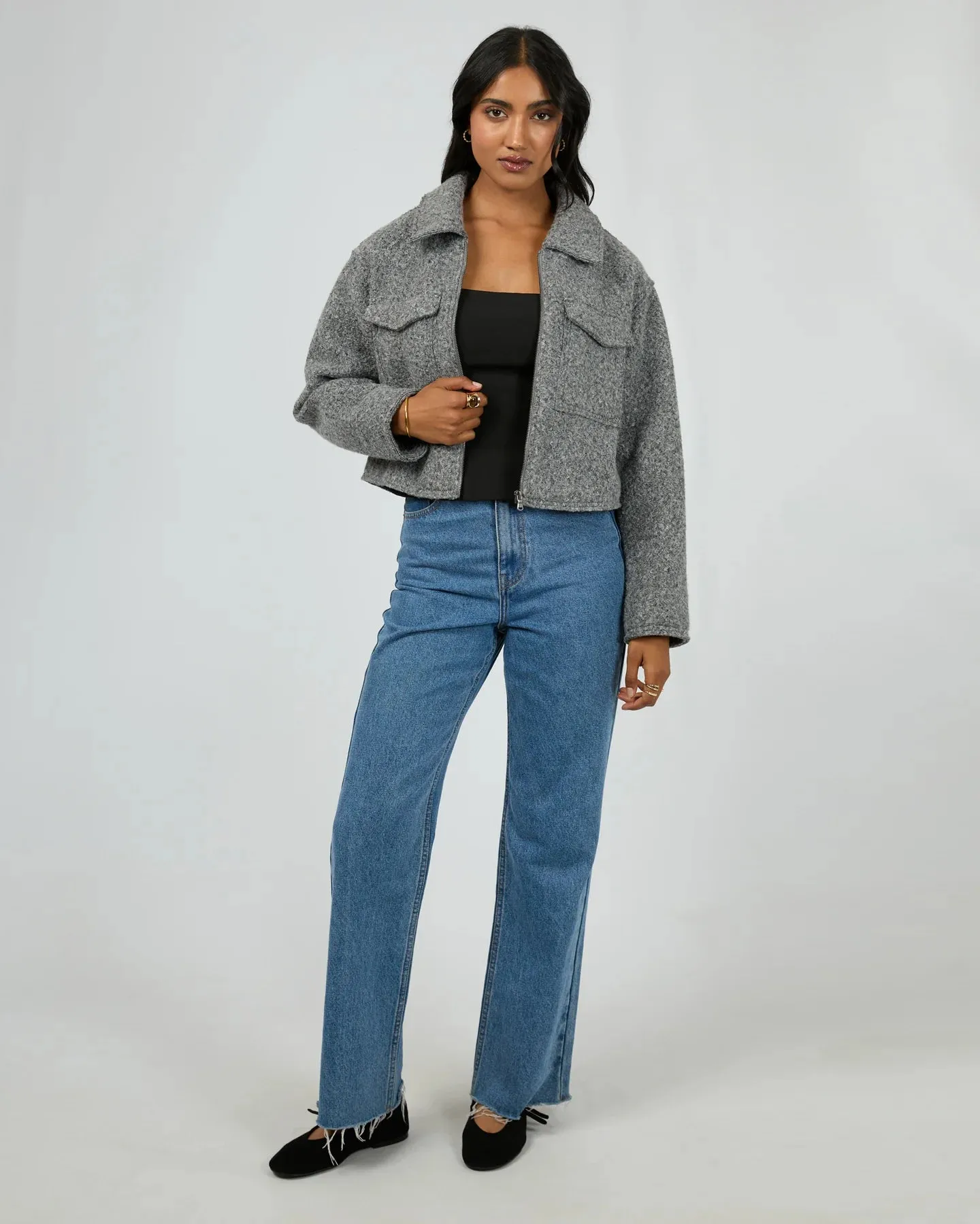 Bennet Crop Jacket Grey Marle