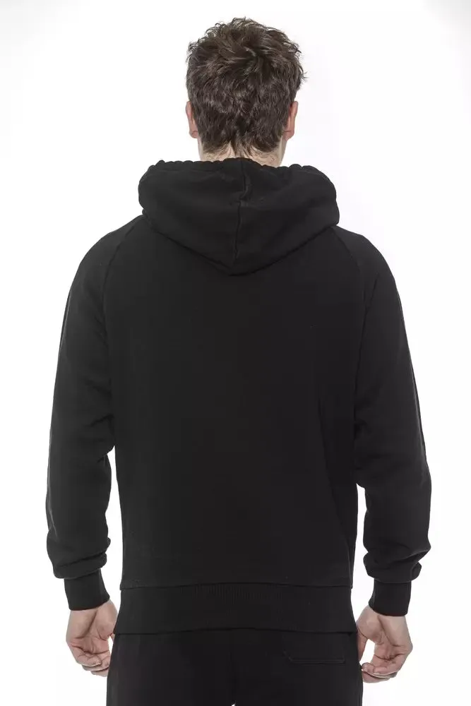 Black Cotton Men's Hooded Sweater