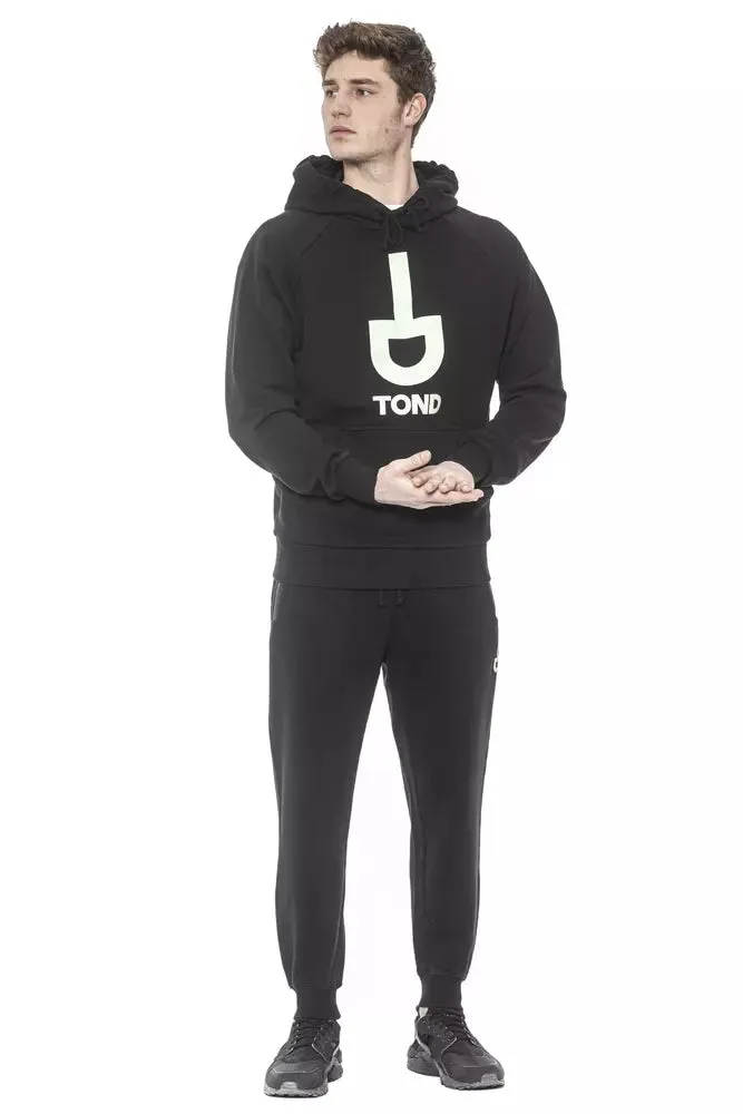 Black Cotton Men's Hooded Sweater