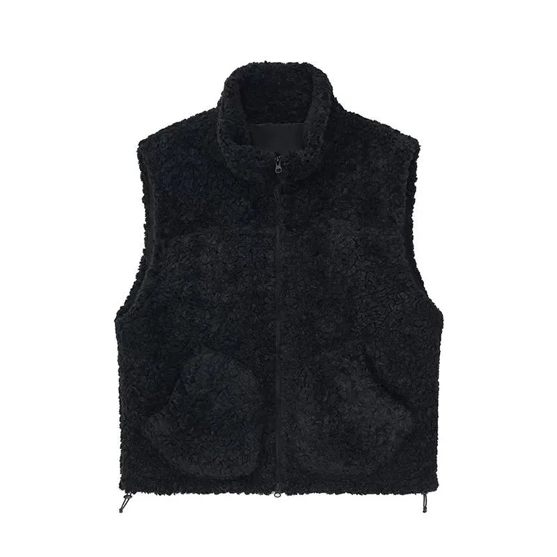 Black Fleece Zip-Up Vest
