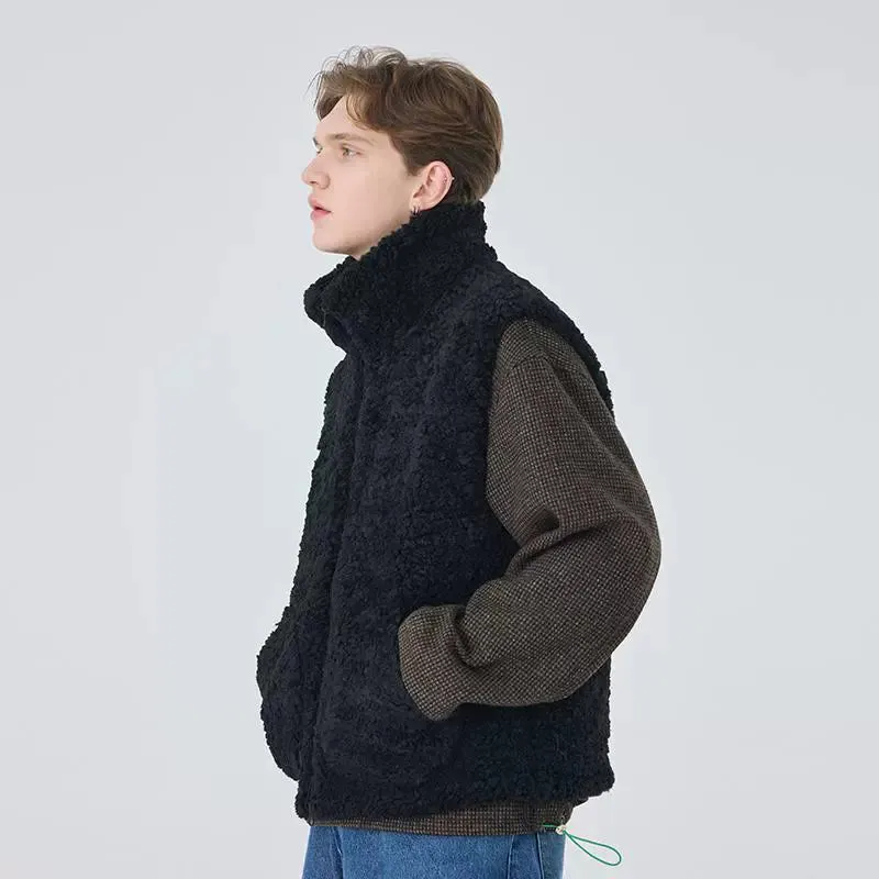 Black Fleece Zip-Up Vest