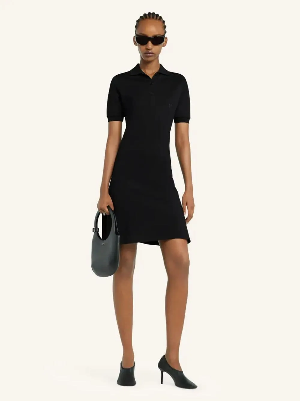 Black Mini Piqué Polo Dress