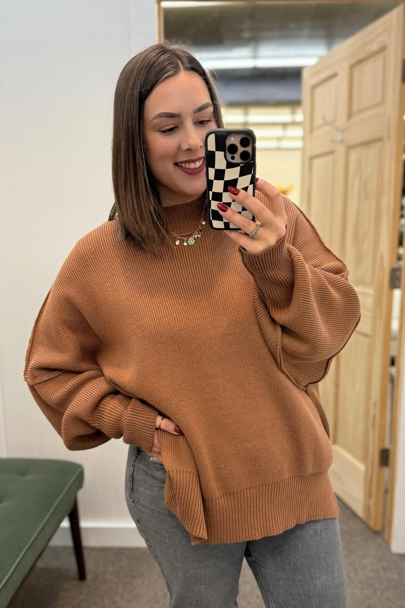 Black Side Slit Oversized Sweater