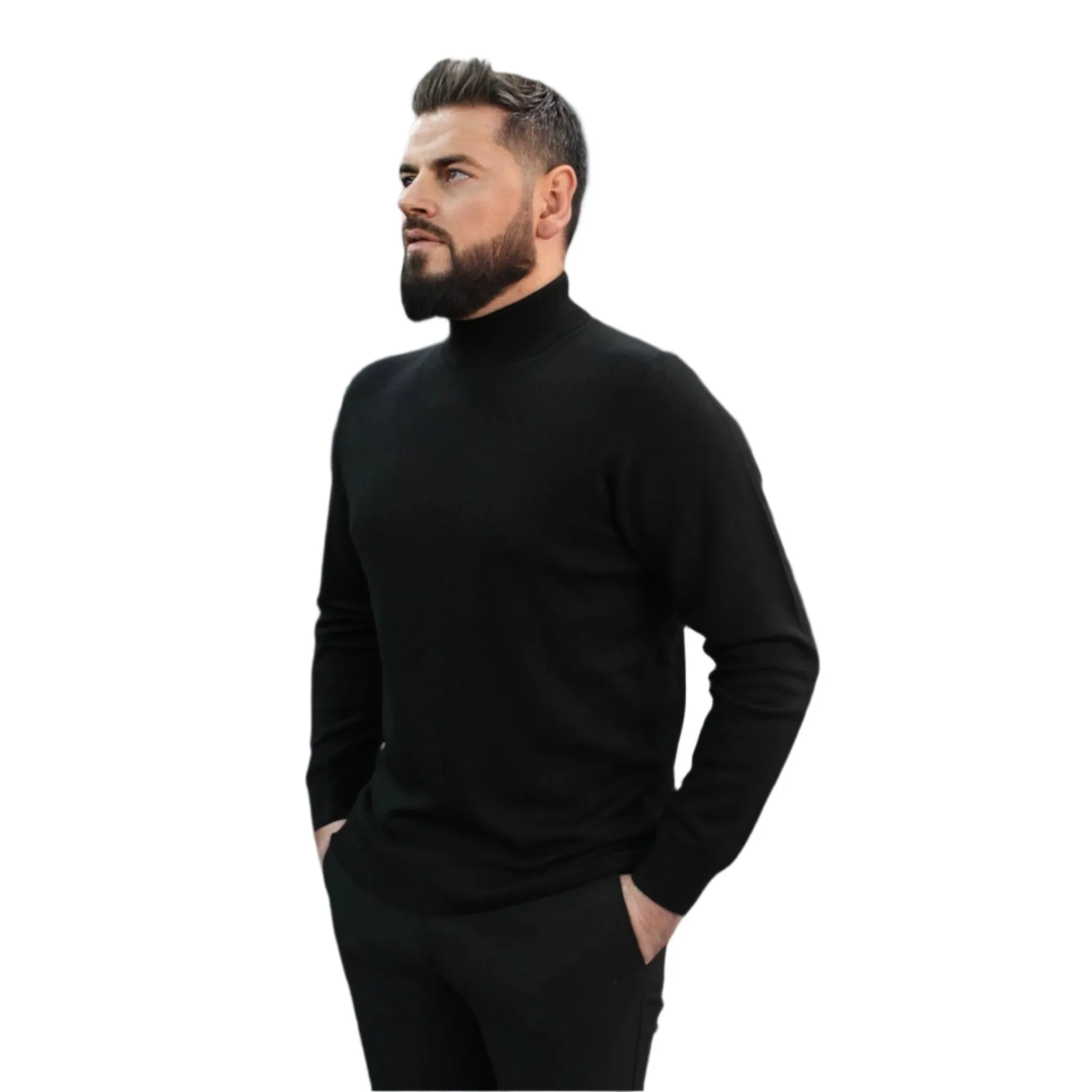 Black Wool Mock Neck,  Essential  Sweater