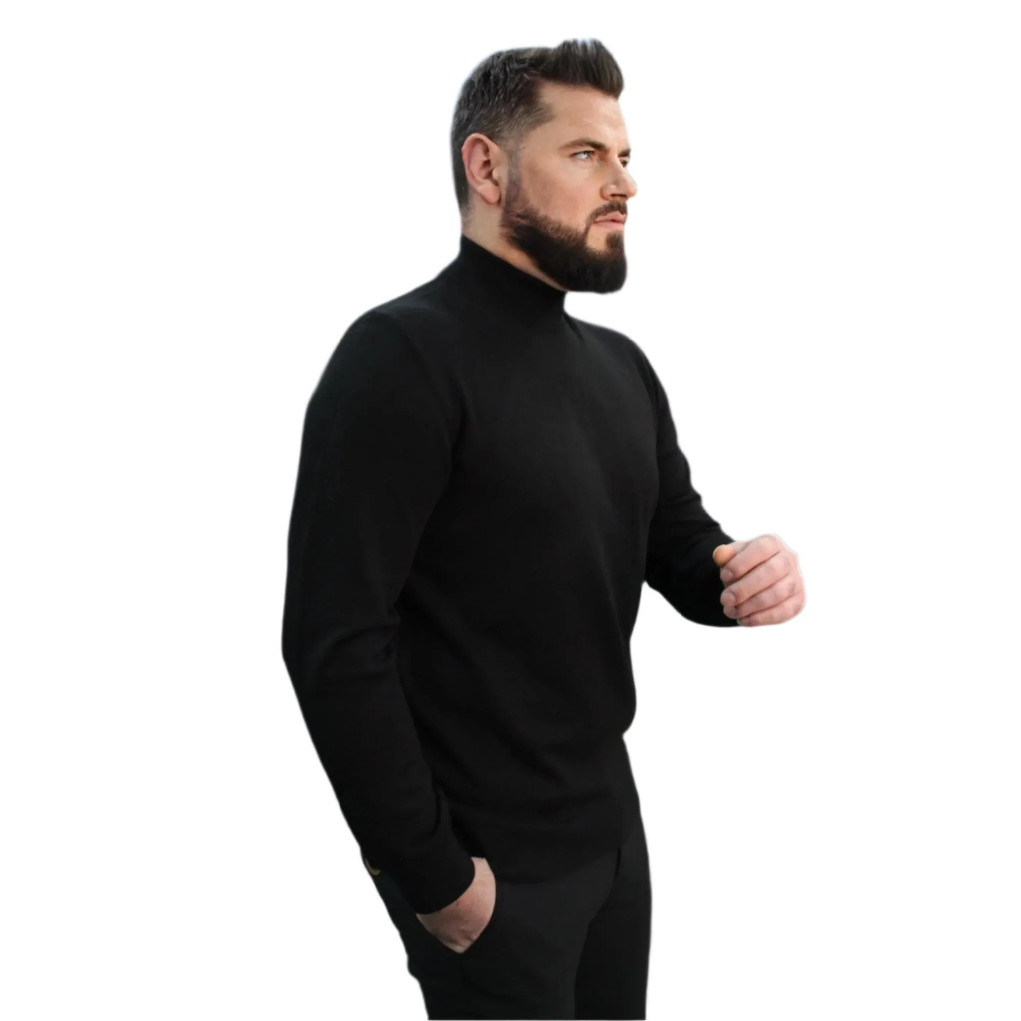 Black Wool Mock Neck,  Essential  Sweater