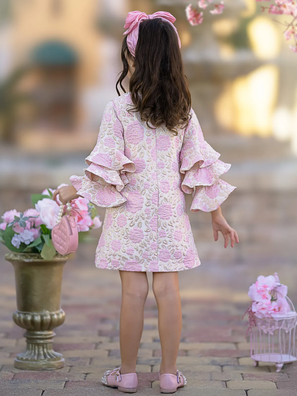 Blossoming Pink Ruffle Sleeve Dress