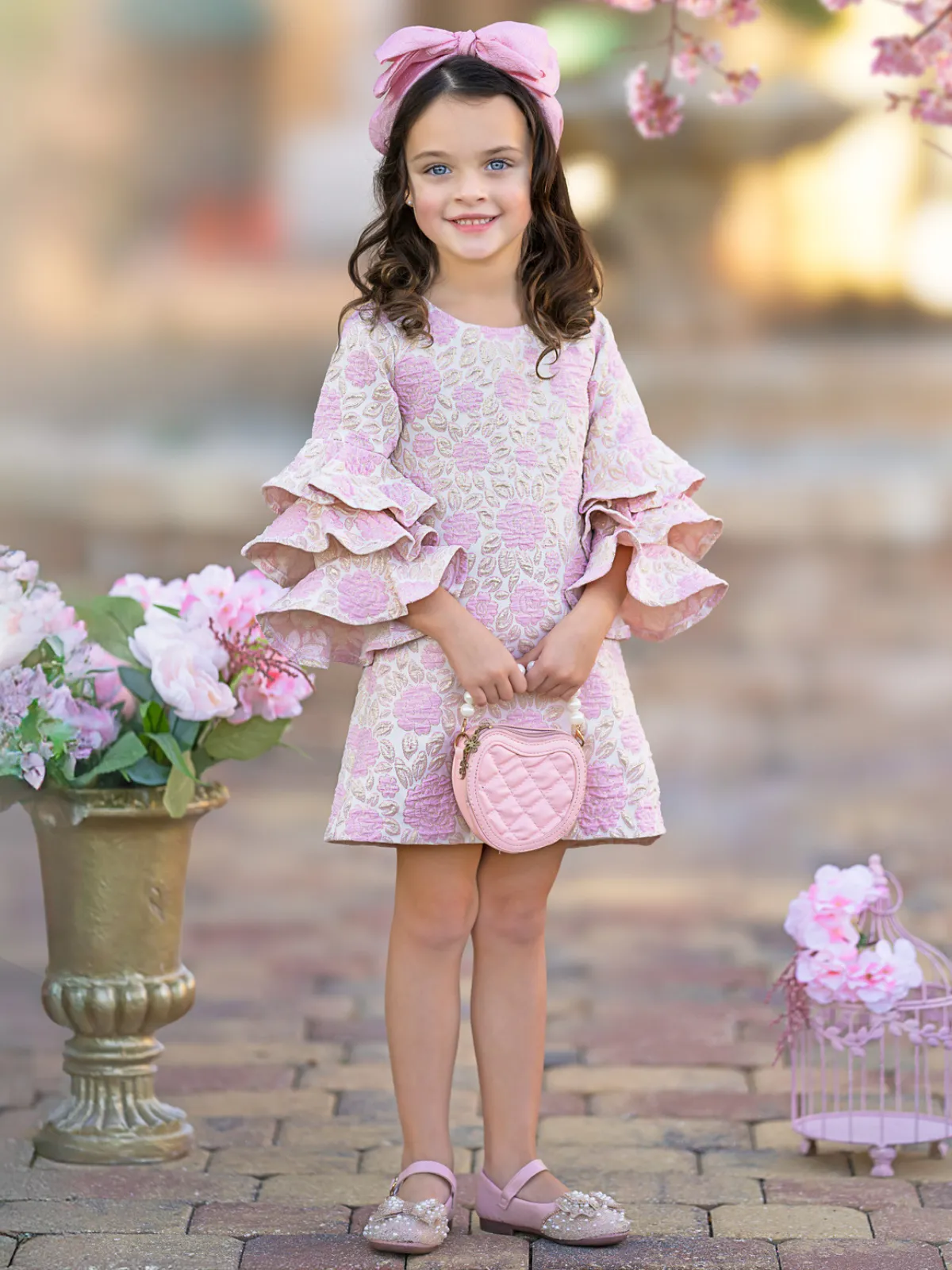 Blossoming Pink Ruffle Sleeve Dress