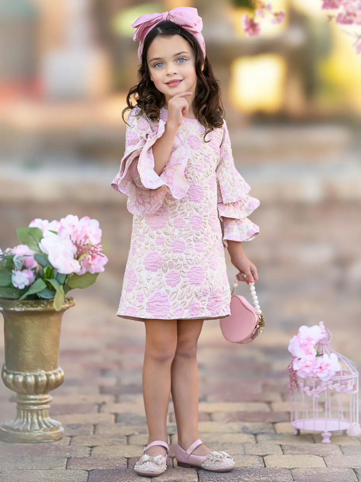 Blossoming Pink Ruffle Sleeve Dress
